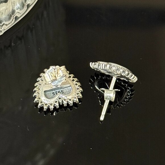 Iceland Flag Earrings Heart bling S925 Sterling Silver Handmade Ear Stud - Picture 3 of 4